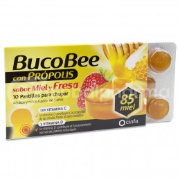 Bucobee Miel-Fresa Própolis, 10 Pastillas