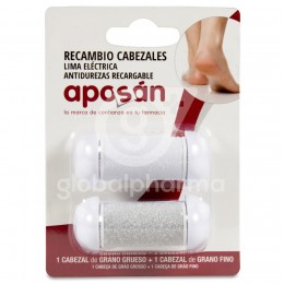 Aposán Recambio Lima Eléctrica Antidurezas Recargable, 2 Unidades