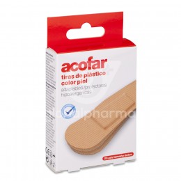 Acofar Tiras de Plástico Apósito Adhesivo Color Piel, 20 Unidades