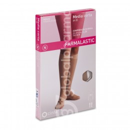 Farmalastic Media Corta Compresión Normal Beige Talla G, 1 Par