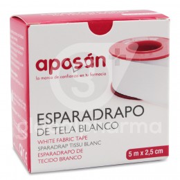 Aposán Esparadrapo Tela Blanco 2,5 cm de Ancho, 5 m