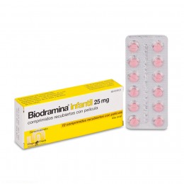 BIODRAMINA INFANTIL 25 mg COMPRIMIDOS RECUBIERTOS CON PELICULA , 12 comprimidos