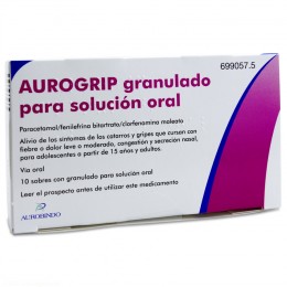 AUROGRIP GRANULADO PARA SOLUCION ORAL , 10 sobres