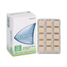 NICORETTE 2 mg CHICLES MEDICAMENTOSOS, 105 chicles